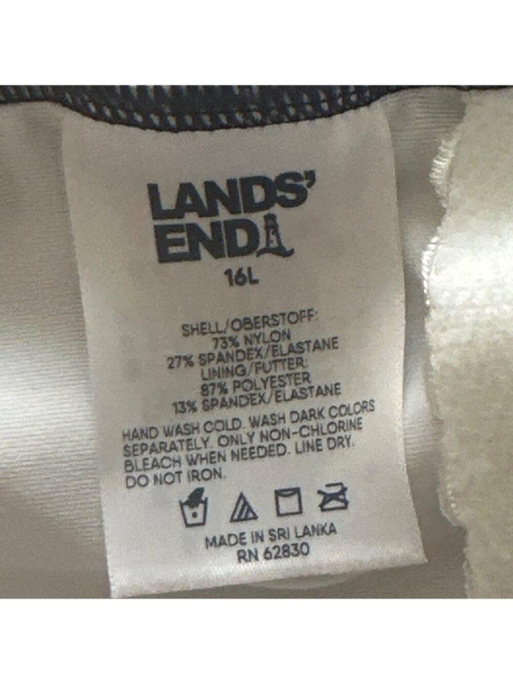 Lands' End Tugless Sporty One-Piece Swimsuit Navy/White SZ 16 Beach Vacation - Picture 4 of 5